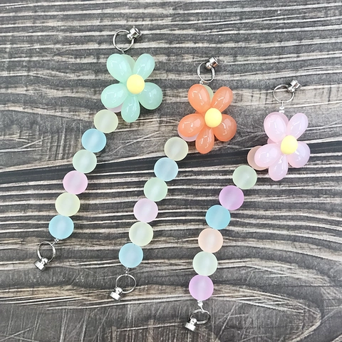 Macaron Mattierte Acryl Perlen Blume Handykette DIY Handgefertigte Handyhülle Zubehör Florale Tasche Anhänger Für Damen
