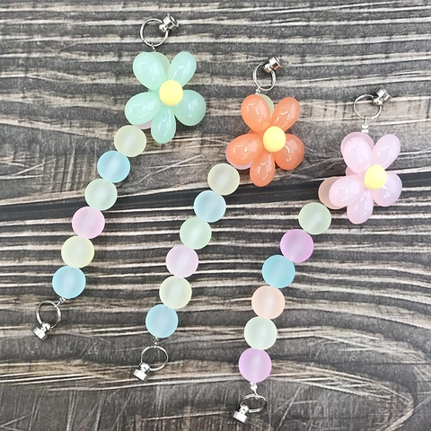 Macaron Mattierte Acryl Perlen Blume Handykette DIY Handgefertigte Handyhülle Zubehör Florale Tasche Anhänger Für Damen