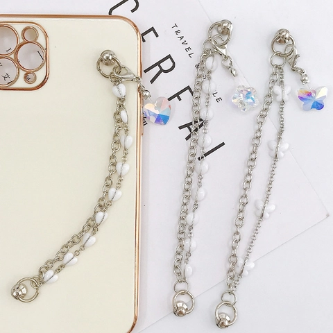 Dubbellaagse Metalen Ketting DIY Sieraden Accessoires Met Hart Vlinder Bloem Aurora Hanger Voor Telefoonhoesje Tas Hanger Vrouwen