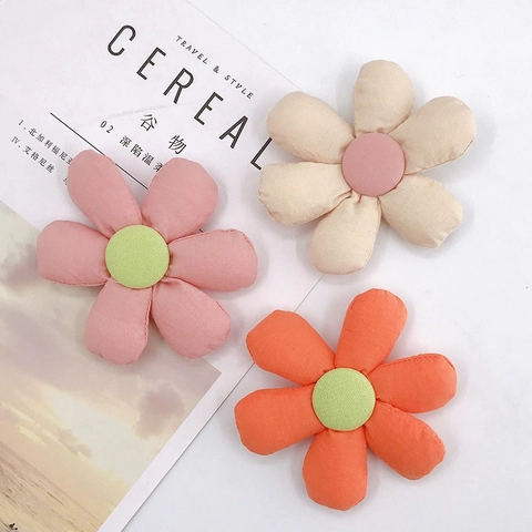 Handmade Padded Fabric Sun Flower DIY Accessory For Hairpin Phone Case Decoration Cute Soft Textile Floral Ornament