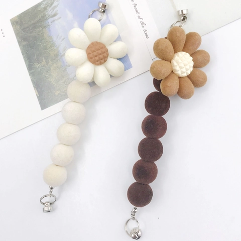 Simpatico Ciondolo per Borsa a Forma di Girasole Floccato Con Chiusura in Metallo Pendente Floreale in Peluche Accessorio Per Borsa