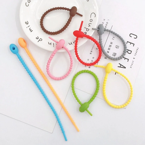 Adjustable Silicone Cable Ties Reusable Multi-purpose Sealing Straps For Home Office DIY Doll Accessories Organizer Ties