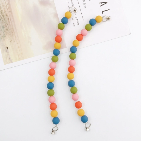 Bunte Matte Acryl Perlen Taschengurt Handy Lanyard Mehrfarbige Bonbon Perlenkette Mit Silbernen Metallringen DIY Zubehör