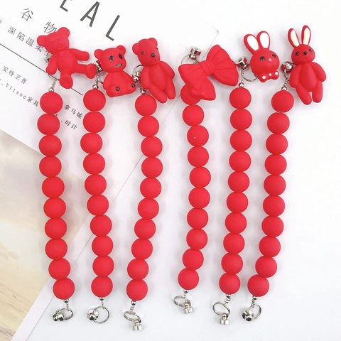 Chaîne de Téléphone en Acrylique Rouge Chinois Mignon Pendentif Lapin Ours Sangle de Sac DIY Accessoire de Bijoux Fait Main