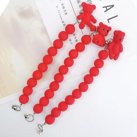 Chaîne de Téléphone en Acrylique Rouge Chinois Mignon Pendentif Lapin Ours Sangle de Sac DIY Accessoire de Bijoux Fait Main