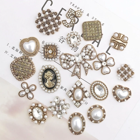 Vintage Κράμα Τεχνητό Μαργαριτάρι Στρας Charms για DIY Θήκη Τηλεφώνου Διακόσμηση Παπουτσιών Καμέλια Καρδιά Πορτρέτο Αξεσουάρ Κοσμημάτων