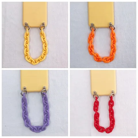DIY Phone Case Strap Acrylic Bead Splicing Chain For Women Candy Color Detachable Handbag Bag Accessory Keychain