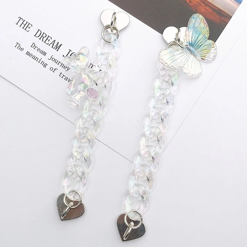 Accessori Fai-da-te per Custodia Telefono Catena Acrilica Chiusura a Cuore Pendente Orso Farfalla Bracciale Perle Artificiali Strass Donna