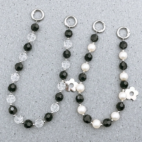 Acryl Künstliche Perle Perlen Handkette Für Handy Oder Tasche Mit Blumenanhänger DIY Mode Accessoires Für Damen