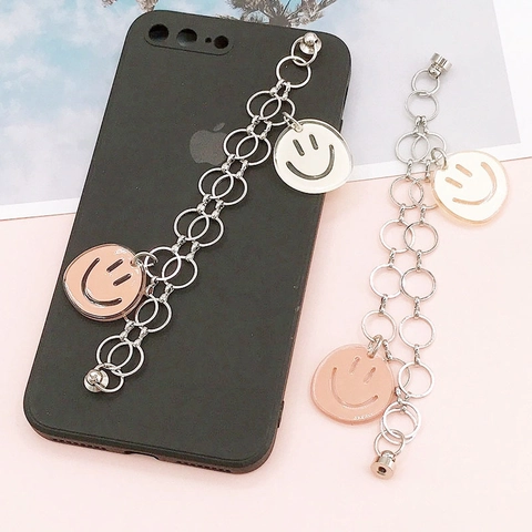 Bracciale Di Moda In Acrilico Con Faccia Sorridente Doppia Catena Charm Per Telefono Donna Fibbia Magnetica In Metallo