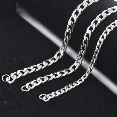 Minimalistische 304 Roestvrijstalen Cubaanse Schakelketting Voor Heren Dames Gepolijst Zilver Curb Chain Mode Sieraden