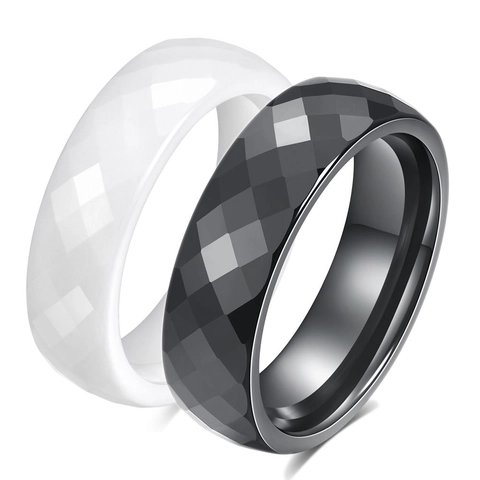 Minimalistische Gefacetteerde Keramische Ring Voor Heren Dames Eenvoudige Gepolijste Geometrische Koppel Ring Sieraden Cadeau