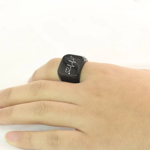 304 Stainless Steel ECG Heart Stethoscope Signet Ring For Men Vintage Medical Professional Theme Laser Engraved Band Ring