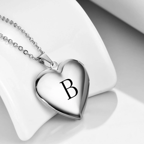 Gepersonaliseerde Roestvrijstalen Hart Medaillon Ketting Initiële Letter Hanger Voor Vrouwen Herdenkingssieraden Cadeau