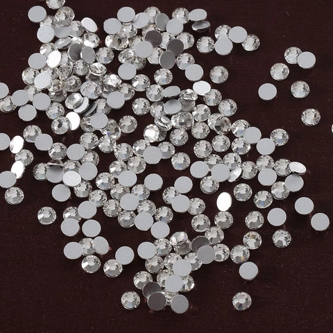 Klare Flache Glas-Strasssteine Rund Facettiert Transparent Kristallsteine Für DIY Handwerk Nagelkunst Handyhülle Dekoration
