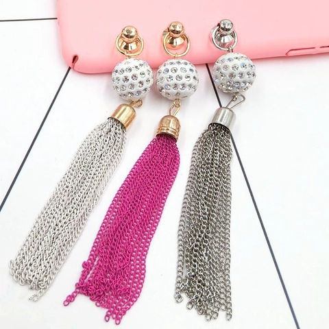 DIY Alloy Rhinestone Tassel Pendant For Phone Case Bag Jewelry Making Accessories Luxurious Long Metal Chain Tassel Decoration