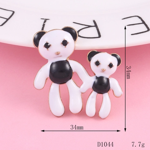 DIY Alloy Rhinestone Bear Panda Charms With Artificial Pearl Enamel For Phone Case Jewelry Making Accessories Cute Animal Pendants