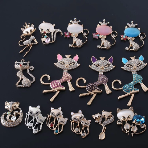 DIY Alloy Fox Cat Pendants Rhinestone Artificial Pearl Charms For Phone Case Decoration Handmade Jewelry Accessories