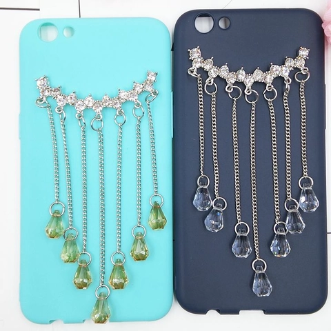 Luxurious Alloy Rhinestone Tassel Pendant For DIY Phone Case Decoration Sparkling Teardrop Crystal Jewelry Making Hanging Charm