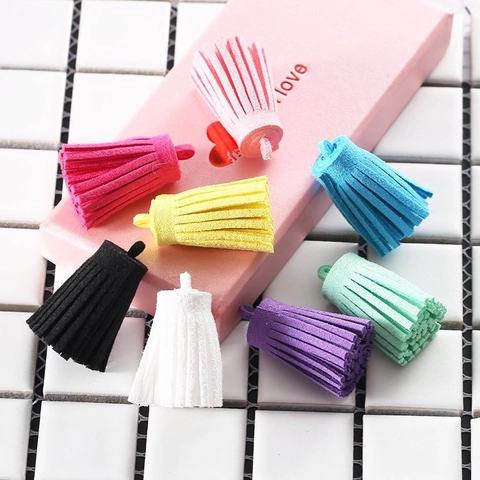 Mini Suede Tassel Charms With Alloy Cap For DIY Jewelry Making Keychain Phone Bag Pendant Handbag Decoration Accessories