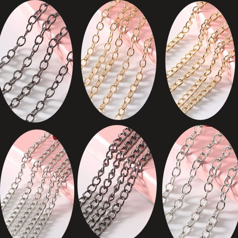 Minimalist Metal DIY Chain Findings For Jewelry Making Electroplated Fine O-Chain Cross Chain For Bag Accessory Handcrafted Supply