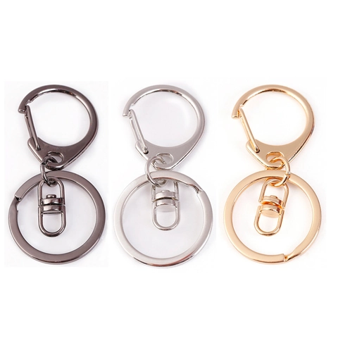 Metal Swivel Lobster Clasp Keychain Hooks With Split Rings DIY Bag Hanging Accessories Key Organizer Findings Gold Silver Black