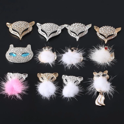 DIY Alloy Animal Fox Cat Charms Rhinestone Faux Artificial Pearl Pendants For Phone Case Shoe Bag Decoration Jewelry Making Accessories