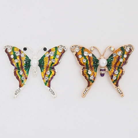Accesorio Mariposa Esmalte Colorido Aleación Strass Perla Artificial Broche DIY Colgante Material Fabricación Joyería Para Mujer Artesanía