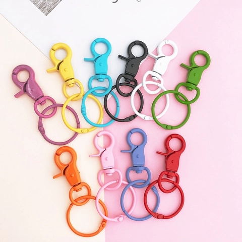 Llavero con Cierre de Langosta de Aleación de Zinc Colorido Accesorios de Joyería DIY Gancho Giratorio Anillo Redondo Abierto para Bolso