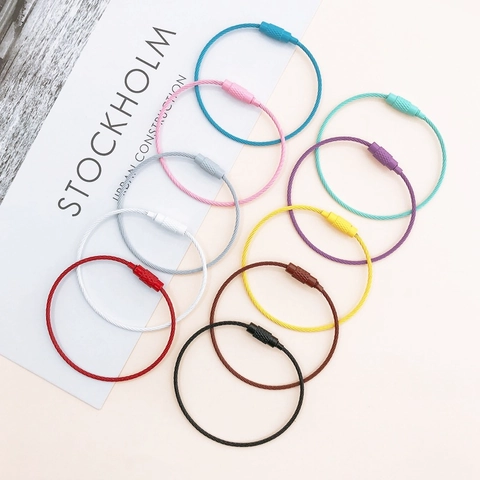 Multicolor Steel Wire Keychain Rings Candy Color Baking Paint Screw Lock Key Loops For Luggage Tags DIY Jewelry Accessories