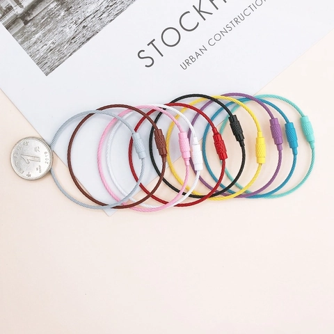 Multicolor Steel Wire Keychain Rings Candy Color Baking Paint Screw Lock Key Loops For Luggage Tags DIY Jewelry Accessories
