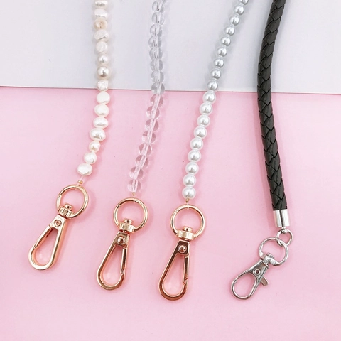 Correa Creativa DIY para Funda de Teléfono Cadena de Mano de Perlas Artificiales Tejidas Accesorio de Móvil para Mujer