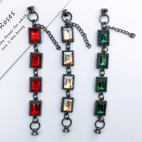 Retro Rectangular Rhinestone DIY Phone Case Anti-Drop Chain Alloy Gemstone Bracelet Hand Strap For Women Jewelry Accessory