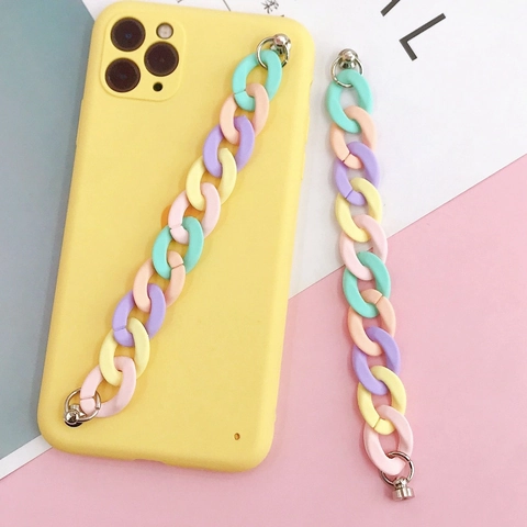 Cordino per Cellulare in Catena di Acrilico Multicolore Macaron Cinturino Smerigliato per Donna Ciondolo per Borsa Accessori