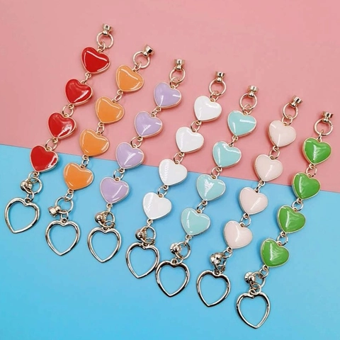 Snoepkleur Emaille Hart Telefoonketting Legering Zoet Hart Armband Voor Vrouwen DIY Telefoonhoesje Tas Decoratie