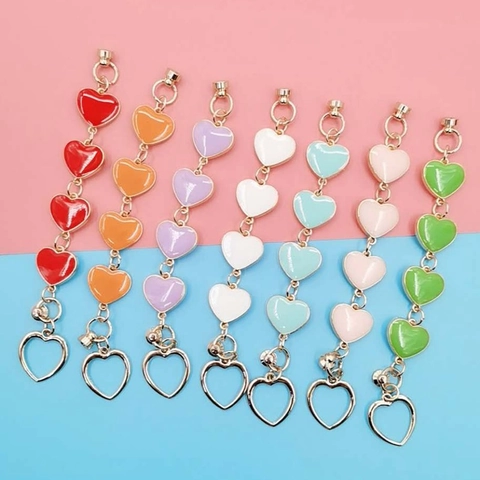 Snoepkleur Emaille Hart Telefoonketting Legering Zoet Hart Armband Voor Vrouwen DIY Telefoonhoesje Tas Decoratie