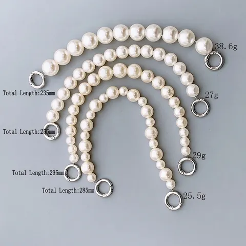 Elegant Faux Artificial Pearl Bag Chain Handle Replacement Strap For Women Beaded Handbag Accessory With Metal Spring Rings DIY Phone Lanyard