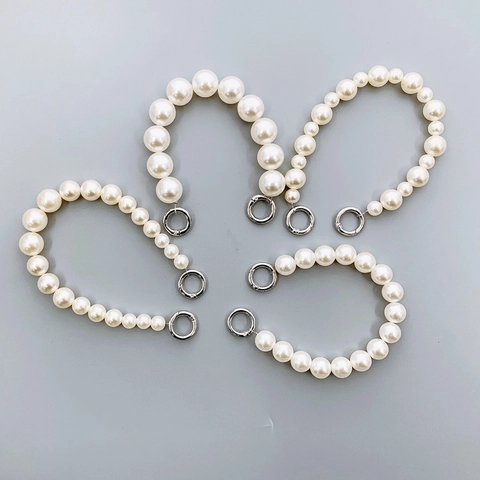 Elegant Faux Artificial Pearl Bag Chain Handle Replacement Strap For Women Beaded Handbag Accessory With Metal Spring Rings DIY Phone Lanyard