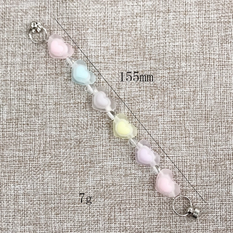 Macaron Colors Frosted Acrylic Heart Beaded Phone Charm Strap DIY Jewelry Accessory Anti-lost Hand Strap For Women Girls