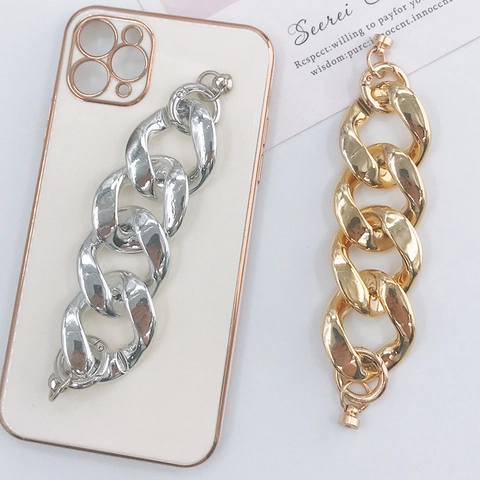 Chaîne Grosse en Acrylique Accessoires de Coque de Téléphone Bijoux DIY Bracelet en Imitation Métal Avec Fermoir Magnétique