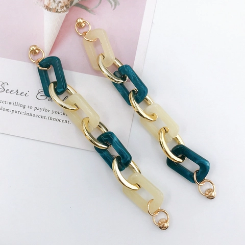Mode Acryl Hars Contrastkleur Telefoon Riem Legering Ring Dikke Ketting Handtas Handvat Sieraden Decoratie Voor Dames