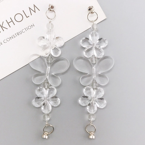 Transparenter Acryl Schmetterling Blume Handyanhänger DIY Perlen Handykette Mit Silber Metallverschluss Zubehör