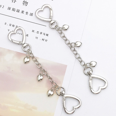 Diy Hartvormige Metalen Gesp Ketting Legering Decoratieve Accessoires Voor Telefoonhoesje Tas Sleutelhanger Zilver