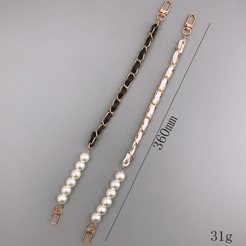 Chaîne de Sac à Perles Artificielles à la Mode Bandoulière en Cuir PU et Métal Remplacement Accessoire de Coque de Téléphone DIY
