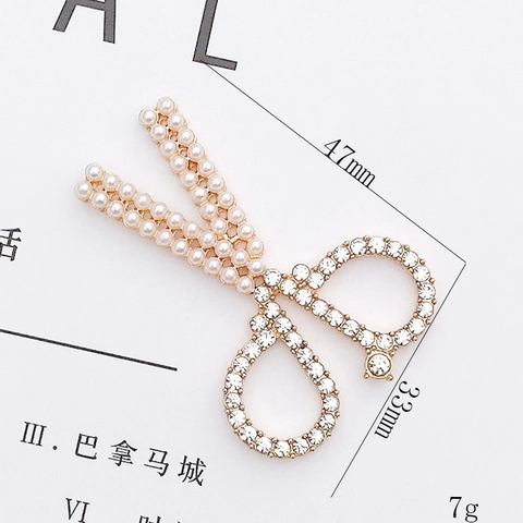 Kreative Schere Form Legierung Zubehör Mit Künstliche Perle Strass Für Damen DIY Haar Dekoration Mode Schmuck