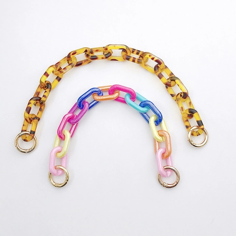 Acryl Grove Ketting Band Voor Tas Telefoonhoesje Decoratie Mode Luipaardprint Kleurrijke Hars Schakel Handvat Voor Vrouwen Accessoire