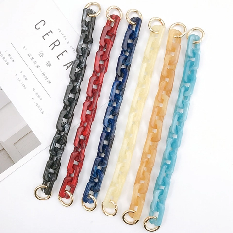 Vintage Marble Acrylic Handbag Chain Replacement Strap With Gold Metal Clasp Fashion Thick Link Phone Bag Accessory