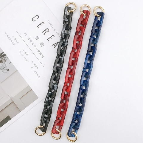 Vintage Marble Acrylic Handbag Chain Replacement Strap With Gold Metal Clasp Fashion Thick Link Phone Bag Accessory
