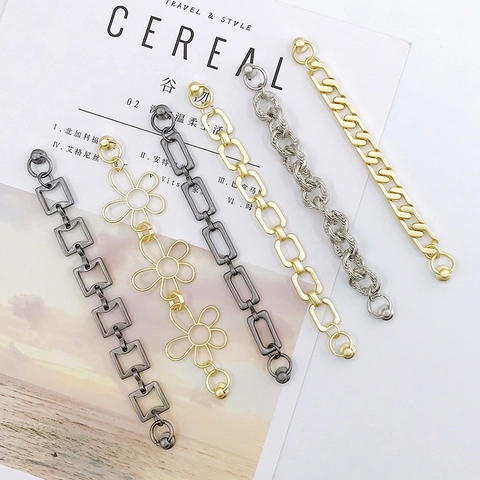 DIY Hollow Flower Alloy Metal Chain Bracelet Accessories For Phone Case Bag Jewelry Making Gold Silver Gun Black