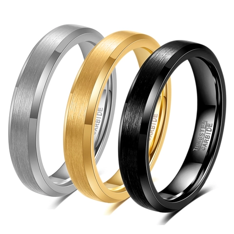 Tungsten Carbide Ring For Men Women Brushed Finish Polished Edge Wedding Band Fashion Jewelry Minimalist Unisex Finger Ring